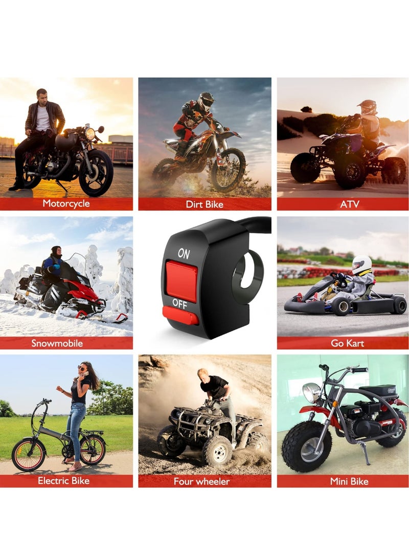 Excefore - Motorcycle Handlebar Switch for U5 U7 U2 LED Headlight Scooter Electrombile - On/Off Push Button Switch for Tuning Part - 12V/10A - Red - Image 1