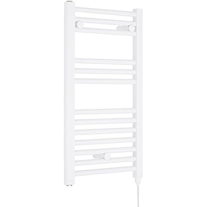 RADIATOR MTY156 | MODERN BATHROOM 300 WATT HEATED ELECTRIC LADDER TOWEL RAIL, 720MM X 400MM, WHITE