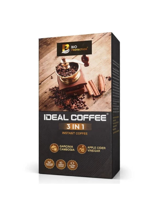 بيو بروتيكشن قهوة "آيديال" (Ideal Coffee) سريعة التحضير "3 في 1" مع غارسينيا كامبوغيا وخل التفاح؛ تركيبة نباتية، بدون سكر مضاف، خالية من الغلوتين والأسبارتام، تحتوي على 25 ظرفاً. - Image 4