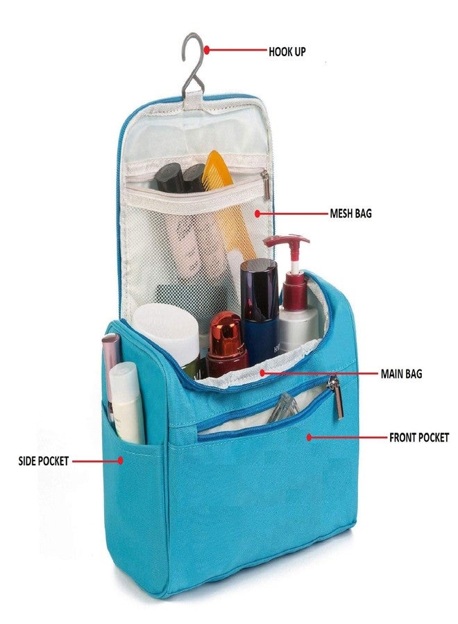 Luxula Hanging Toiletry Bag Cosmetic & Make up Travel Organizer with Hook for Women and Men (Blue) - Image 4