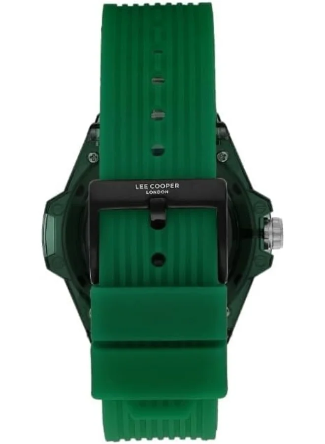 لي كوبر Lee Cooper Men's Watch, Multi Function Display and Silicone Strap - LC07975.777, Green