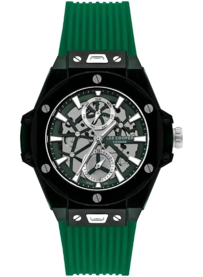 لي كوبر Lee Cooper Men's Watch, Multi Function Display and Silicone Strap - LC07975.777, Green