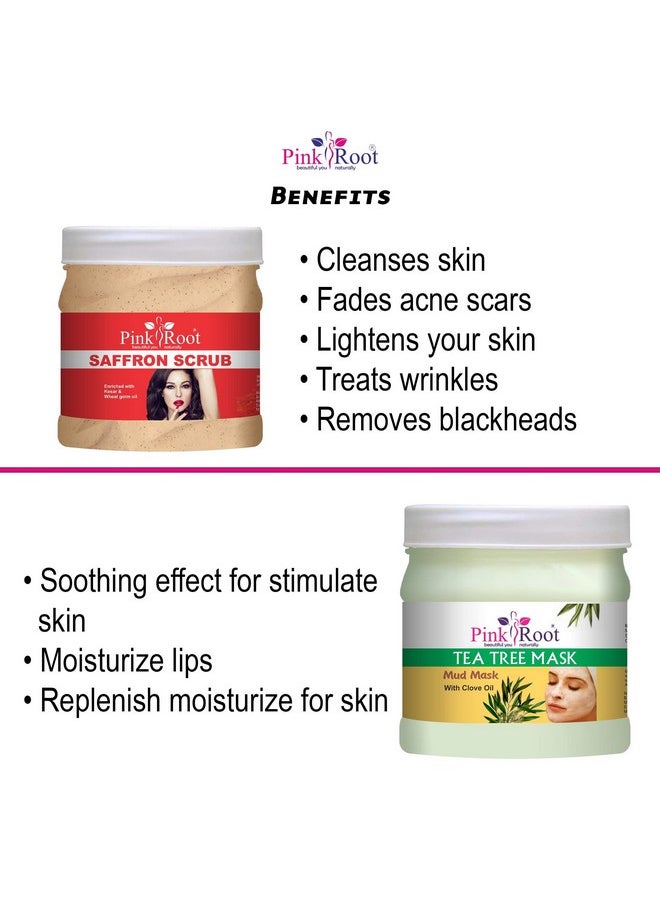Pink Root Pink Root Saffron Scrub 500gm with Tea Tree Mud Mask 500gm  - Image 5