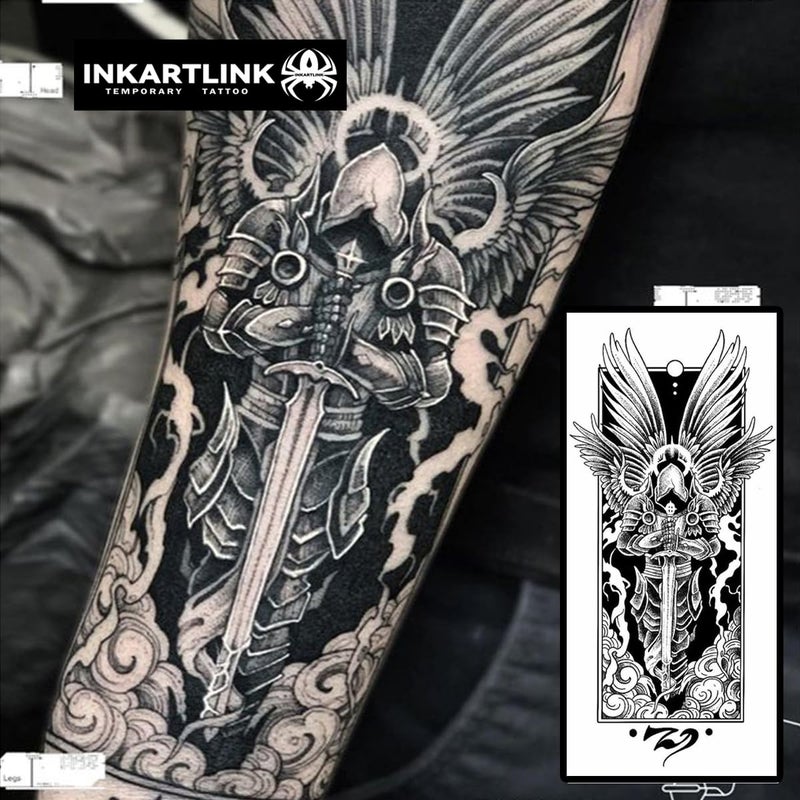 INKARTLINK Semi Permanent Temporary Tattoos, Realistic Tattoos, Tattoos for Cool Boys, Waterproof and Non-reflective, Exquisite Packaging, Unique Design (Angel Comes) - Image 3