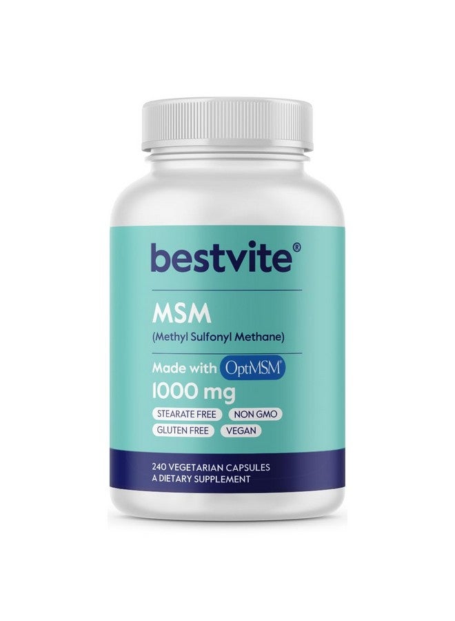BESTVITE BESTVITE MSM 1000mg Made with OptiMSM (240 Capsules) - No Stearates - GMO Free - Gluten Free - Joint Support - Image 1