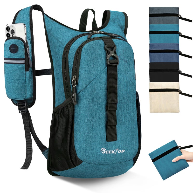 Seektop 15L Small Hiking Backpack for Women Men, Lightweight Hiking Packable Daypack with Phone Pocket for Travel Camping (Teal Blue, 15L) - Image 1