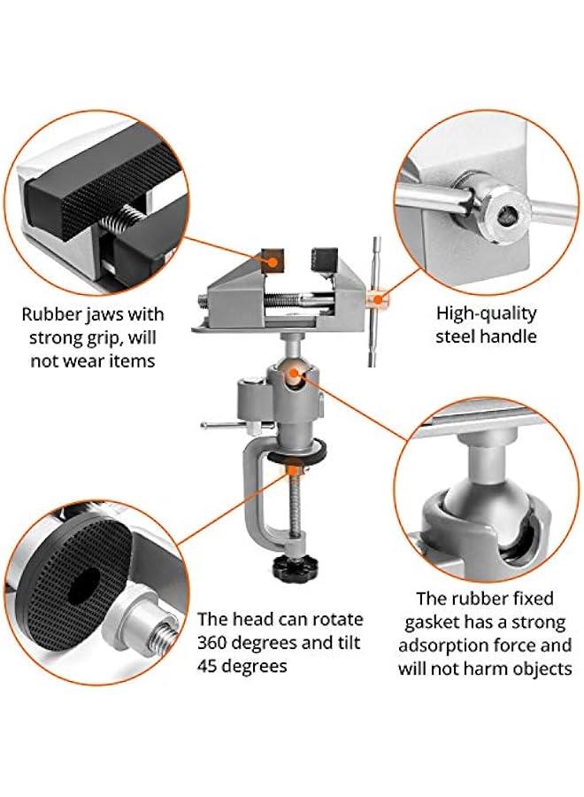 Arabest 3 Universal Tabletop Clamp Vice Tilts Rotate 360°, Portable Work Bench Vise for Drilling, Woodworking,Jewelry Making, Mental working - Image 4