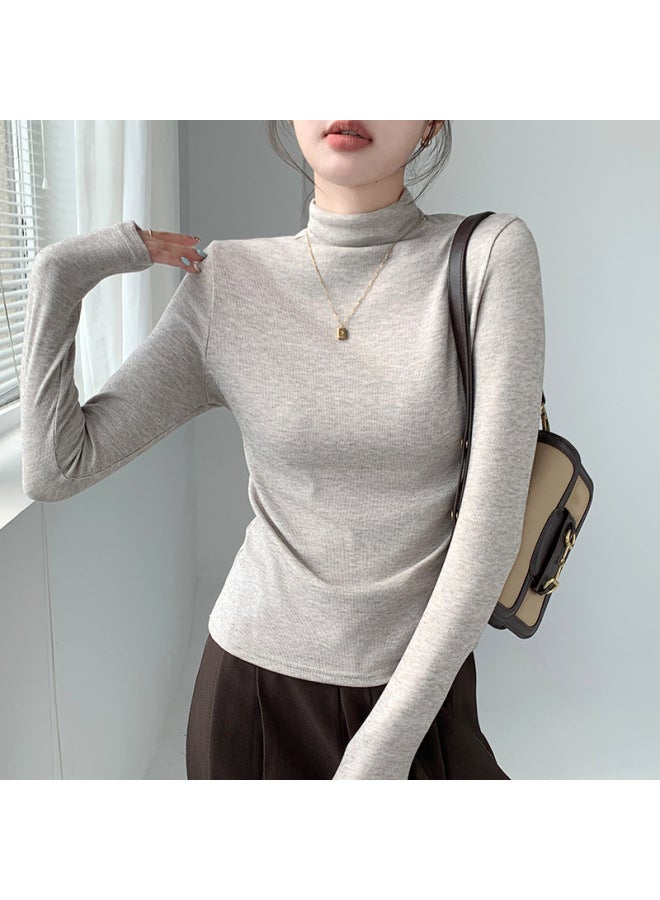 Strict Selection Of H393 Autumn And Winter Bottoming Shirt Long Sleeve Top Half High Collar Design Feeling New High Feeling Can Be Worn Outside