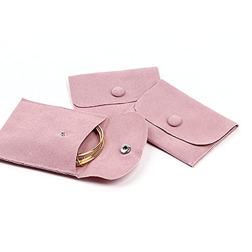 SUKPSY 6 Pcs Velvet Jewelry Storage Bags with Snap Button Jewelry Gift Packaging Bags Purse Jewelry Pouches for Rings, Bracelets, Necklaces, Earrings,Watch and Other Small Item (Pink) - Image 2