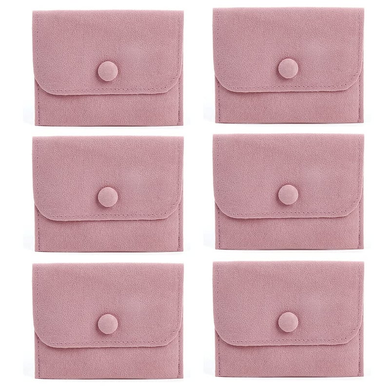 SUKPSY 6 Pcs Velvet Jewelry Storage Bags with Snap Button Jewelry Gift Packaging Bags Purse Jewelry Pouches for Rings, Bracelets, Necklaces, Earrings,Watch and Other Small Item (Pink) - Image 5