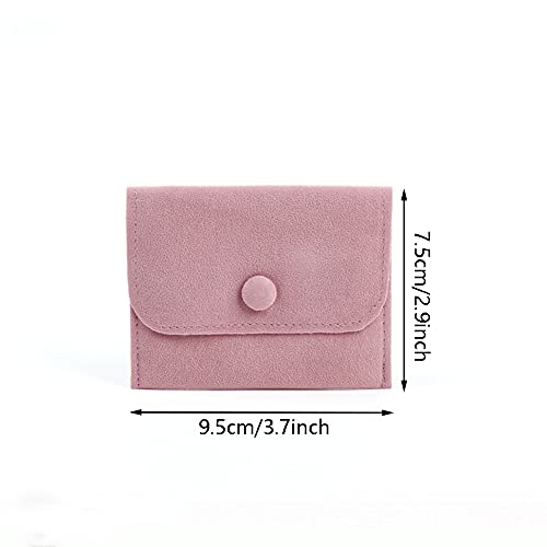 SUKPSY 6 Pcs Velvet Jewelry Storage Bags with Snap Button Jewelry Gift Packaging Bags Purse Jewelry Pouches for Rings, Bracelets, Necklaces, Earrings,Watch and Other Small Item (Pink) - Image 4