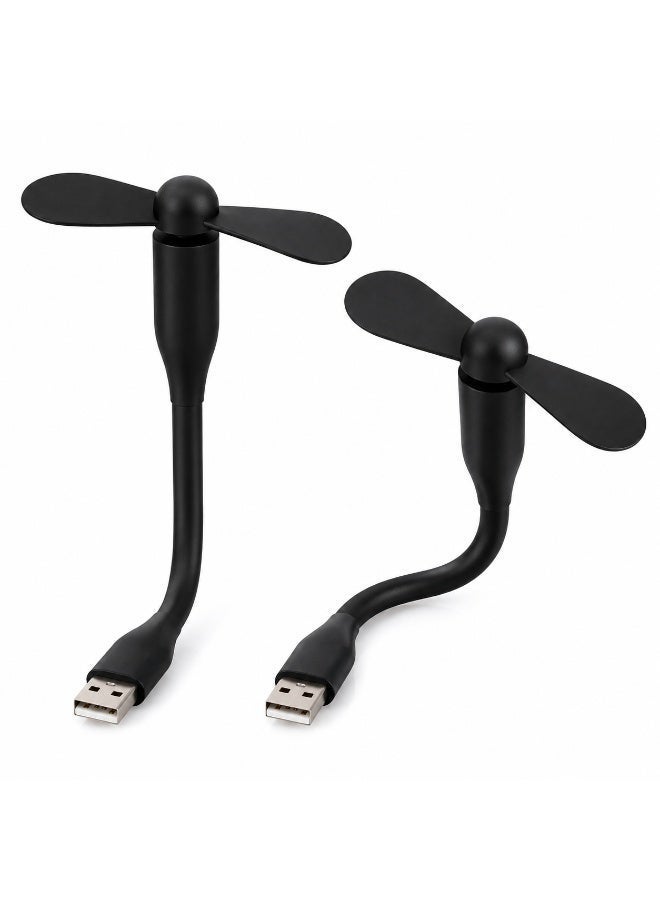 مروحة USB صغيرة محمولة 2 قطعة | مروحة تبريد مرنة 360° من السيليكون للابتوب والباور بانك وشاحن السيارة والكمبيوتر | مروحة USB هادئة ومنخفضة استهلاك الطاقة - Image 1