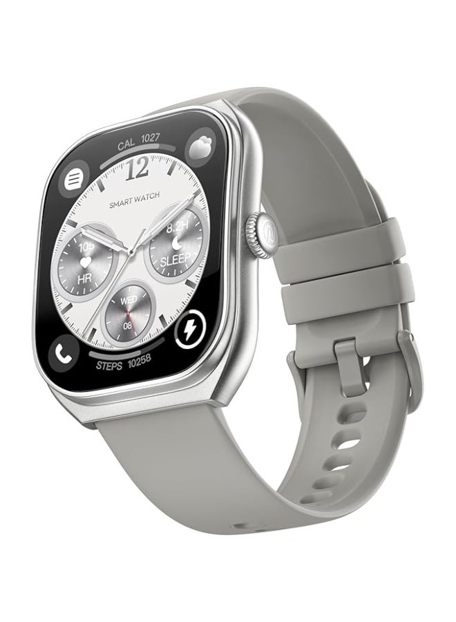 Noise Icon Arc 2.01" Immersive Curved Display Smartwatch, 10-Day Battery, 1ATM Water Resistant, Functional Crown, 100+ Sports Modes, Health Suite™, Voice Assistant, Built-in Games (Silver Grey) - Image 1