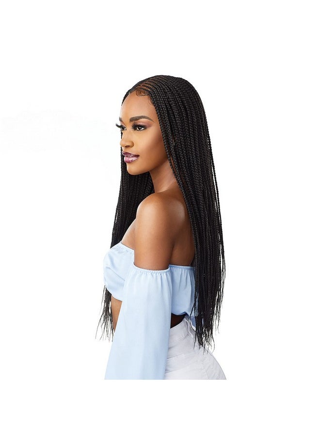 Cloud9 4X5 Braided Wig Hand Tied Swiss Lace Braided Wig With Large Lace Parting Area Cloud 9 Center Part Feed In 28 Inch(T1B/30)
