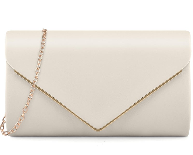 TINDTOP Clutch Purses for Women, PU Leather Formal Evening Bags Shoulder Party Handbags Wedding Cocktail Prom Clutches (B-Nude) - Image 1