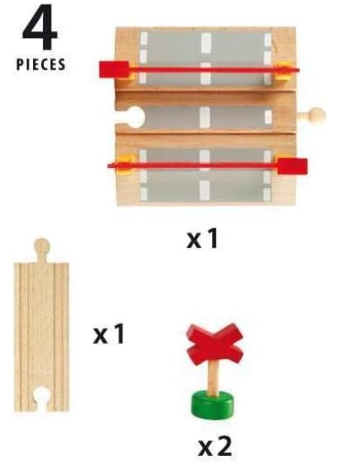 Brio BRIO World 33388-4 Piece Railway Crossing Set | Fun and Interactive Wooden Train Accessory for Kids | Enhances Creativity and Motor Skills | FSC-Certified Eco-Friendly Toy for Ages 3 and Up  - Image 1