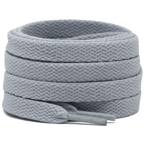 DELELE 2 Pair 39 inch Flat Shoe laces 5/16" Wide Shoelaces for Athletic Running Sneakers Shoes Boot Strings Light Gray - Image 1