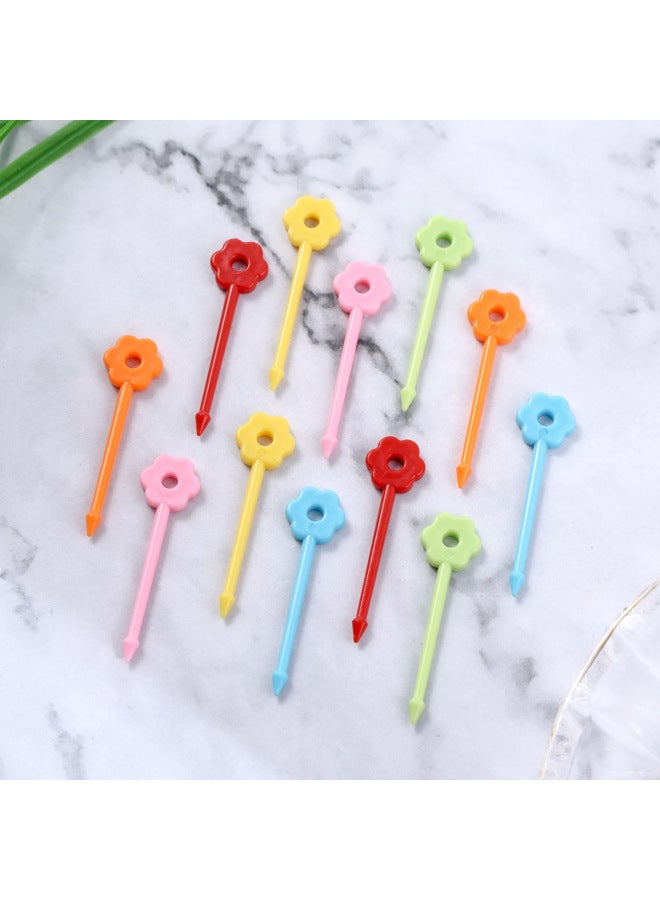 Japanese Cartoon Fruit Fork Cute Animal Fruit Fork Children Baby Special Fruit Sign Wholesale-Color:12PC Small Flower Fruit Fork Opp  - Image 1