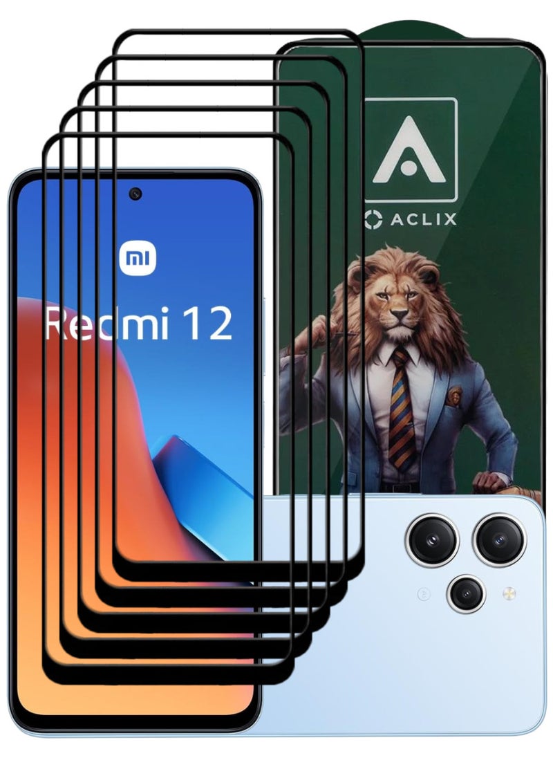 ACLIX 5 Pieces Antistatic ESD Dustproof Premium Quality High Definition Tempered Glass Screen Protector Designed For Xiaomi Redmi 12 - Image 1
