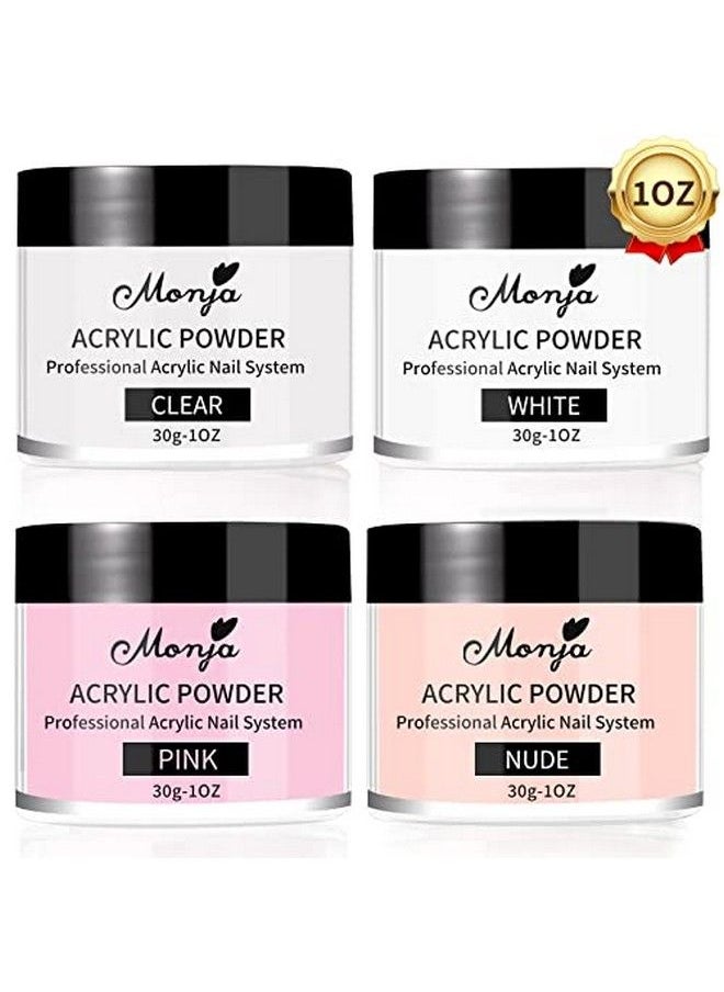 Monja Acrylic Powder Kit Acrylic Nail Powder Professional Acrylic Nail System Acrylic Polymer Powder Nail Extension Carving No Need Nail Lamp Clear Nude Pink White 1Oz  - Image 1