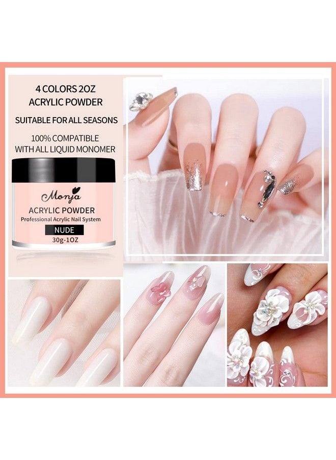 Monja Acrylic Powder Kit Acrylic Nail Powder Professional Acrylic Nail System Acrylic Polymer Powder Nail Extension Carving No Need Nail Lamp Clear Nude Pink White 1Oz  - Image 5