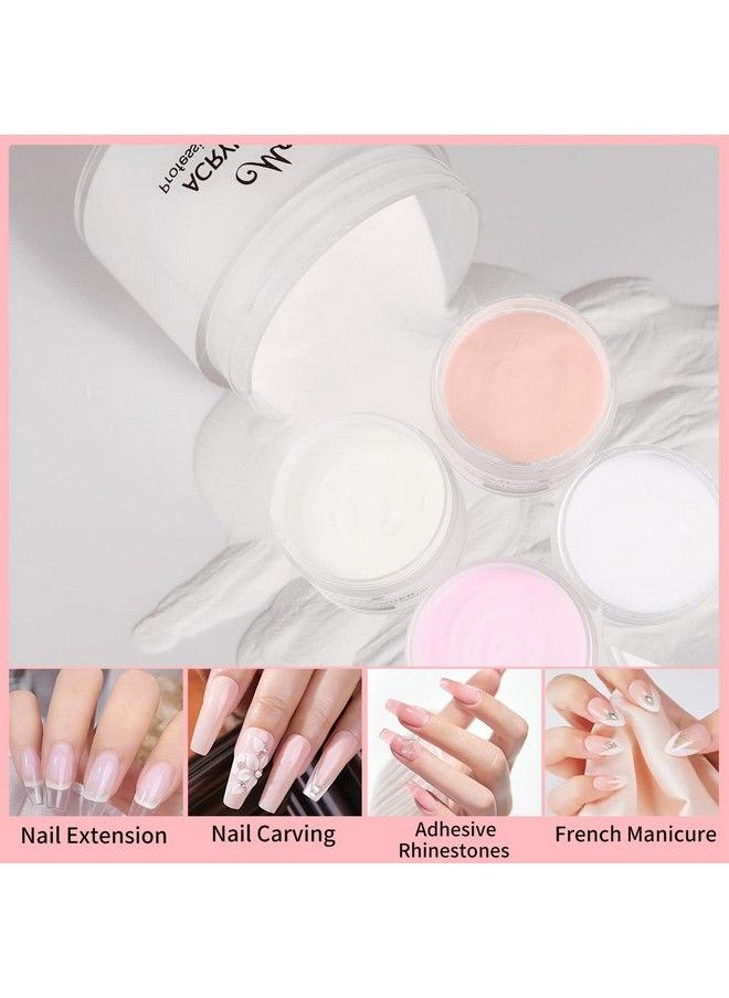 Monja Acrylic Powder Kit Acrylic Nail Powder Professional Acrylic Nail System Acrylic Polymer Powder Nail Extension Carving No Need Nail Lamp Clear Nude Pink White 1Oz  - Image 3