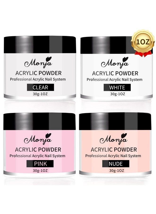 Monja Acrylic Powder Kit Acrylic Nail Powder Professional Acrylic Nail System Acrylic Polymer Powder Nail Extension Carving No Need Nail Lamp Clear Nude Pink White 1Oz  - Image 2