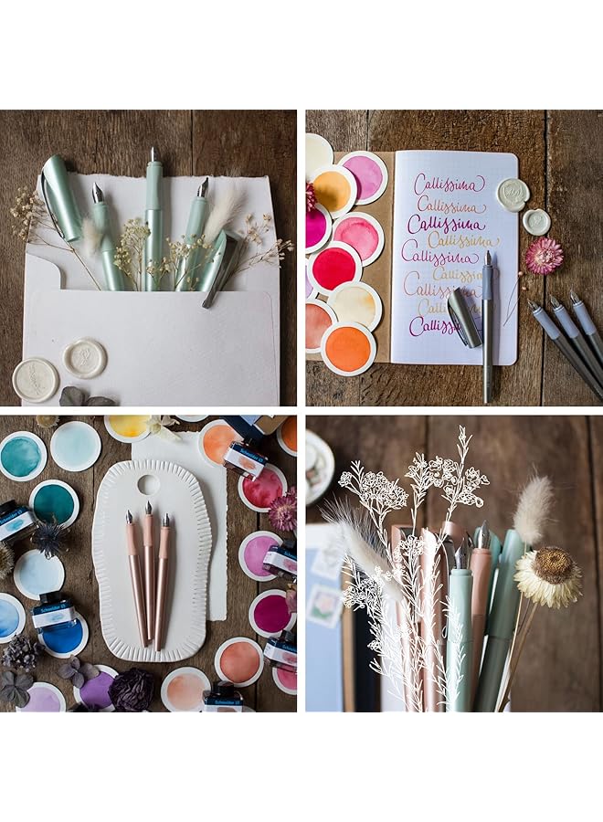 شنايدر قلم حبر جاف Callissima Calligraphy Fountain مقاس 1.1 مم قابل لإعادة التعبئة مع خرطوشة حبر معدنية بلون النعناع الأزرق 163711 - Image 5