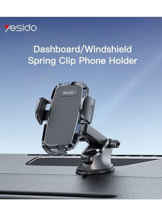 YESIDO C139 Cell Phone Automobile Cradles Adjustable Car Cell Phone Mount Base Broadcasting Phone Stand, Automatic Clip Suction Cup Car Holder. - Image 2