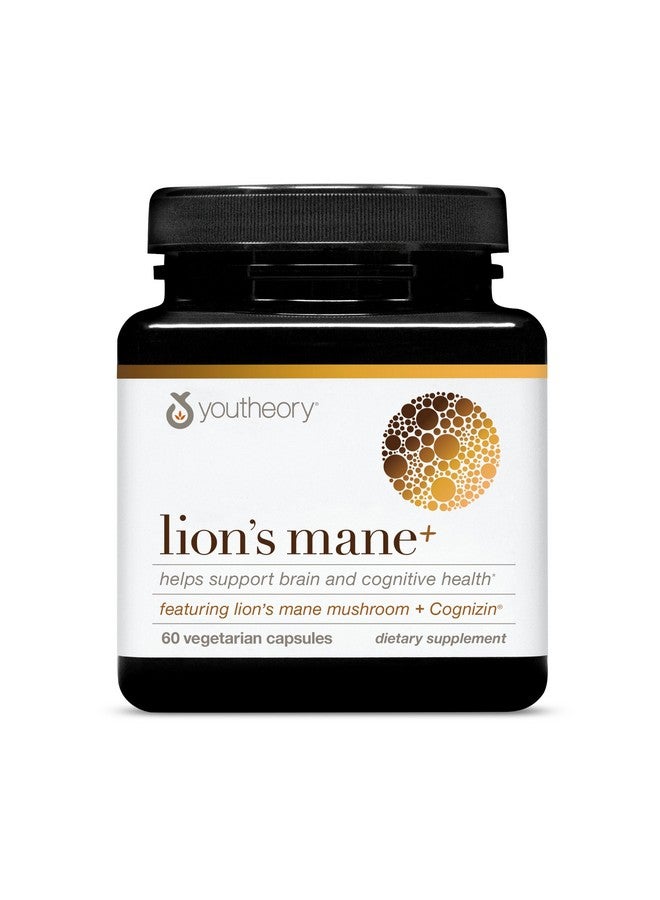 Youtheory Lion's Mane Plus - Mushroom Supplement with Cognizin - Offers Focus & Brain Support* - 60 Vegetarian Capsules - Image 1