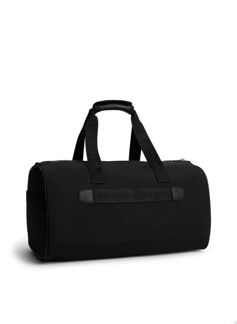 Tommy Hilfiger Black Logo Mixed Texture Duffel Bag for Men | Best Price UAE
