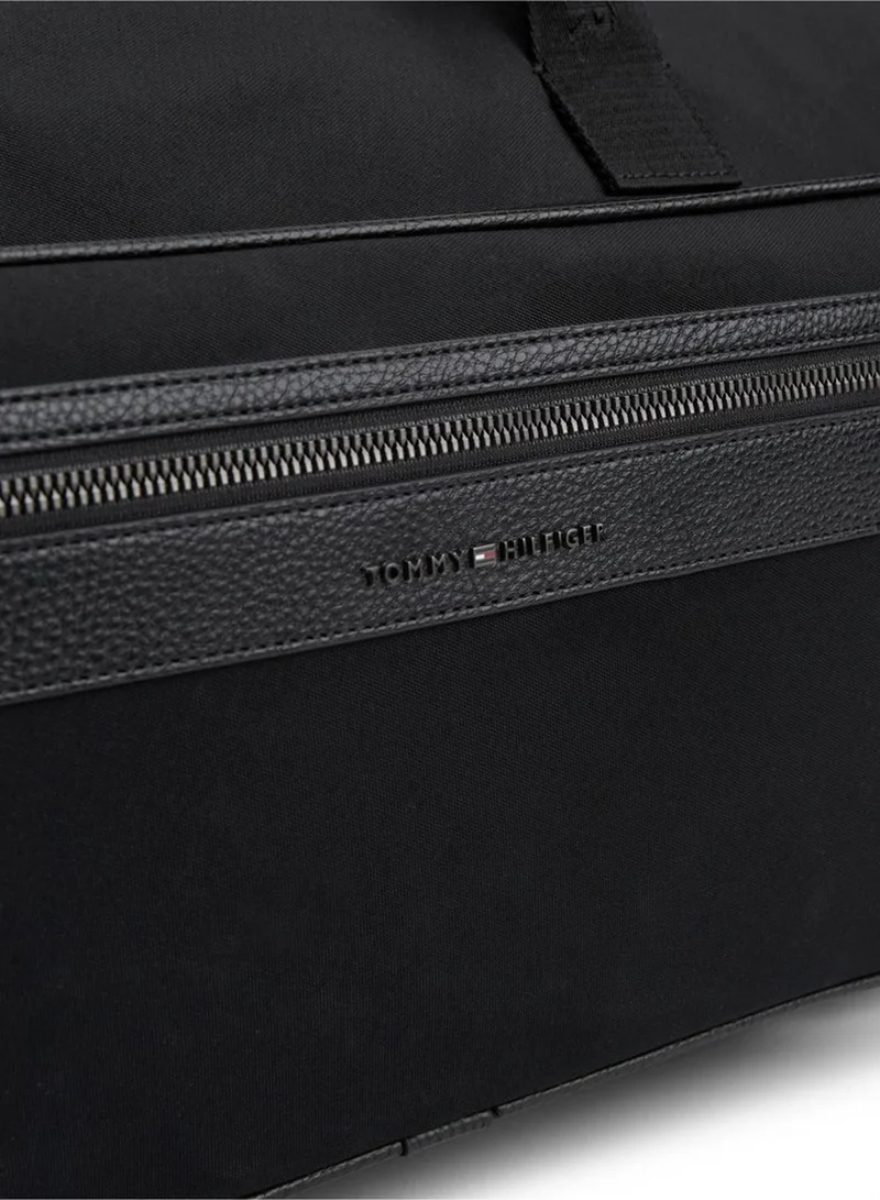 Tommy Hilfiger Black Logo Mixed Texture Duffel Bag for Men | Best Price UAE