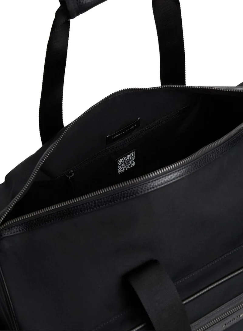 Tommy Hilfiger Black Logo Mixed Texture Duffel Bag for Men | Best Price UAE