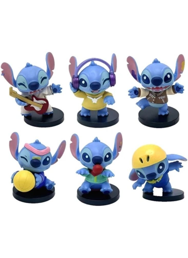 Premium Stitch Pop Head Toys Figure Set – Blue Stitch Cartoon Characters Multi-Pose Collectible Toy Pack - Image 1