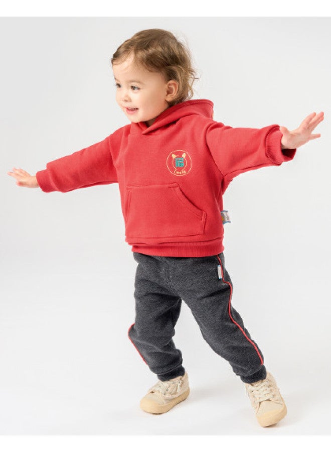 Tongtai Baby Sweatsuit Set, Spring And Autumn, Unisex, New Year's Outfit, Fleece-lined Hooded Top, Children's Long Pants, Casual Sweatpants - Image 1