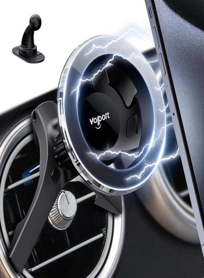 volport for Magsafe Car Mount [Air Vent & Dashboard]: Magnetic Phone Holder for Round/Horizontal/Vertical Vent, Strong Magnet for iPhone 16 15 14 13 12 Pro Max Plus Samsung S24 Ultra Cell Phone Case - Image 1