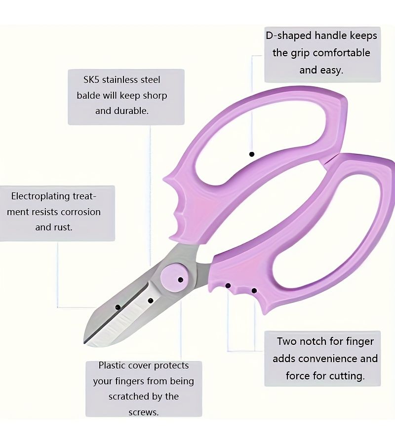 Pink Pruning Shears Professional Stainless Steel Garden Scissors for Flower Arranging Trimming Plant Pruning Fruit Picking Ambidextrous Comfort Grip - Image 5