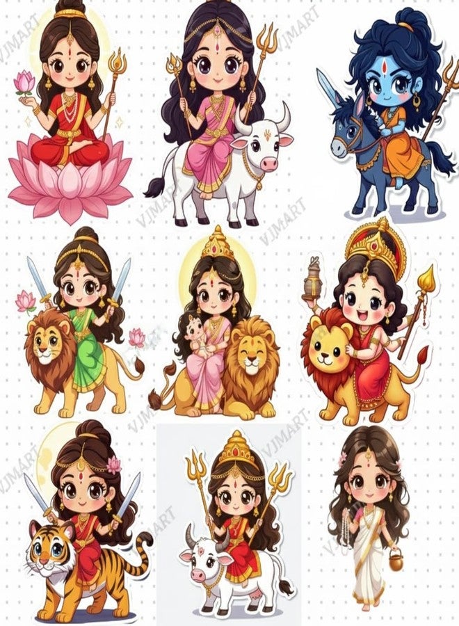 VJ Mart 30Pcs Navratri Durga Maa Stickers – Waterproof & Tear-Proof Vinyl, Self-Adhesive Devotional Decals for Laptops, Journals, Scrapbooks, Water Bottles, Mobiles & More - Image 1