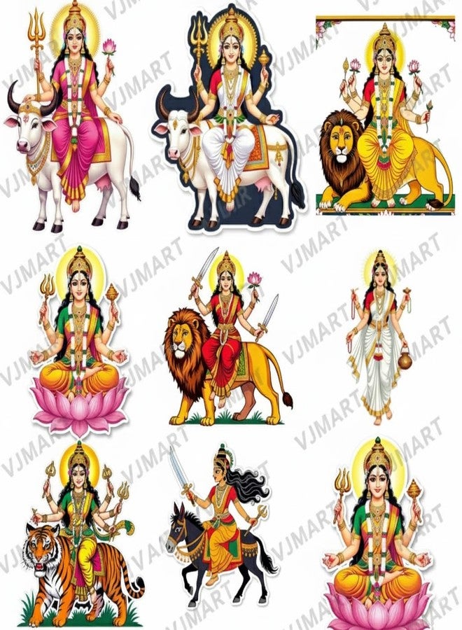 VJ Mart 30Pcs Navratri Durga Maa Stickers – Waterproof & Tear-Proof Vinyl, Self-Adhesive Devotional Decals for Laptops, Journals, Scrapbooks, Water Bottles, Mobiles & More - Image 3