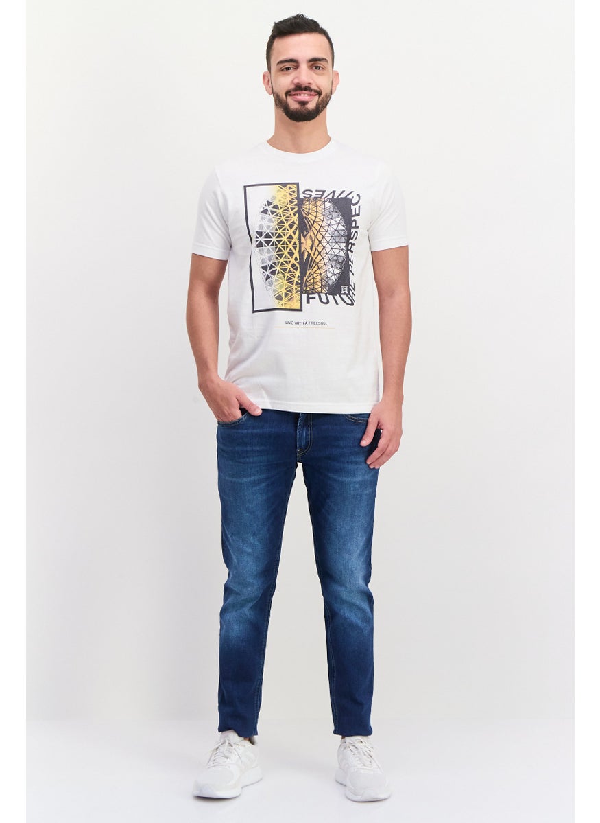 Free Soul Men Round Neck Short Sleeve Graphic Print Troon T Shirt, White  - Image 2