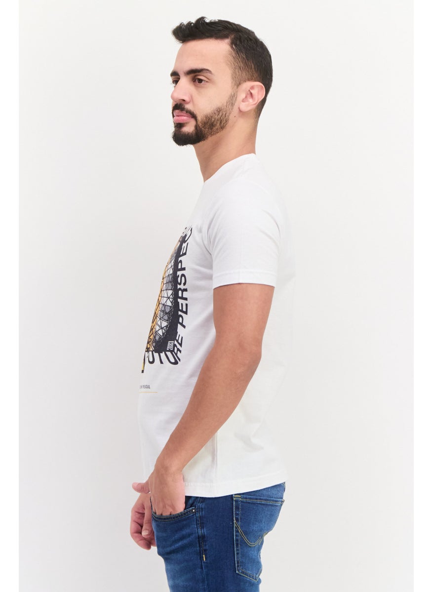Free Soul Men Round Neck Short Sleeve Graphic Print Troon T Shirt, White  - Image 4