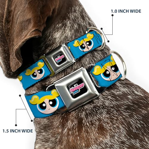 Buckle Down Warner Bros Easy Adjustable Metal Seatbelt Buckle Quick Release Dog Collar The Powerpuff Girls Bubbles Face 16 to 23 Inches 15 Inch WideMedium - Image 3