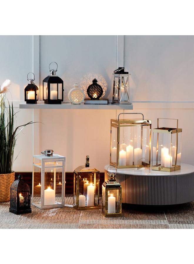 Stainless Steel Metal Lantern With Clear Glass 18X18X35 Cm