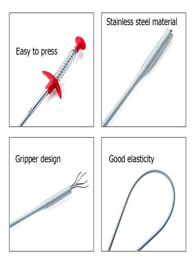 Kaxich Drain Clog Remover, 4pcs Stainless Steel Hair Catcher Clog Remover 23.6 Inch Spring Pipe Dredging Cleaning Tools Drain Relief Sewer Hair Cleaner for Kitchen Sink, Bathroom Tub, Toilet - Image 5