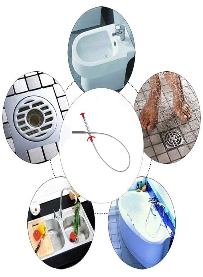 Kaxich Drain Clog Remover, 4pcs Stainless Steel Hair Catcher Clog Remover 23.6 Inch Spring Pipe Dredging Cleaning Tools Drain Relief Sewer Hair Cleaner for Kitchen Sink, Bathroom Tub, Toilet - Image 4