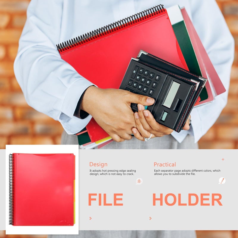 Sherchpry Office Document File Folder Organizer Red Pp Material Household Coil For School Office And Home - Image 4