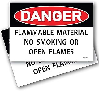 Wrapco (2 Pack) Danger Flammable Material No Smoking or Open Flames Sign 7"x10" Self Adhesive Vinyl Sticker Decal - Image 1