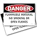 Wrapco (2 Pack) Danger Flammable Material No Smoking or Open Flames Sign 7"x10" Self Adhesive Vinyl Sticker Decal - Image 2
