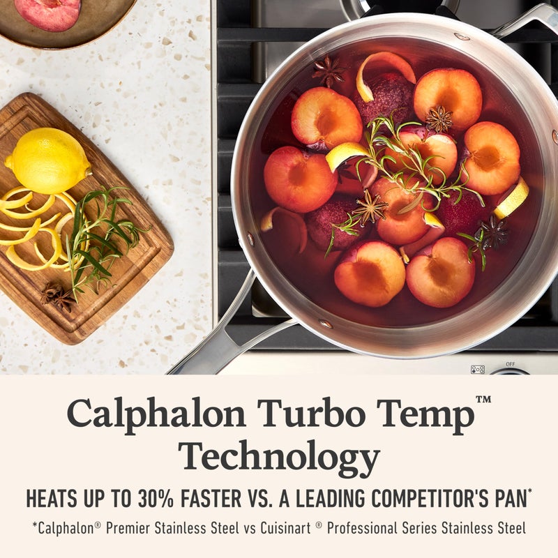 Calphalon Premier Polished 5-Ply Stainless Steel Cookware Set w/Turbo Heat Tech 4.5Qt Chef's Pan with Lid, Induction, Oven Safe 500F, PFOA Free, Polished Stainless Silver - Image 3