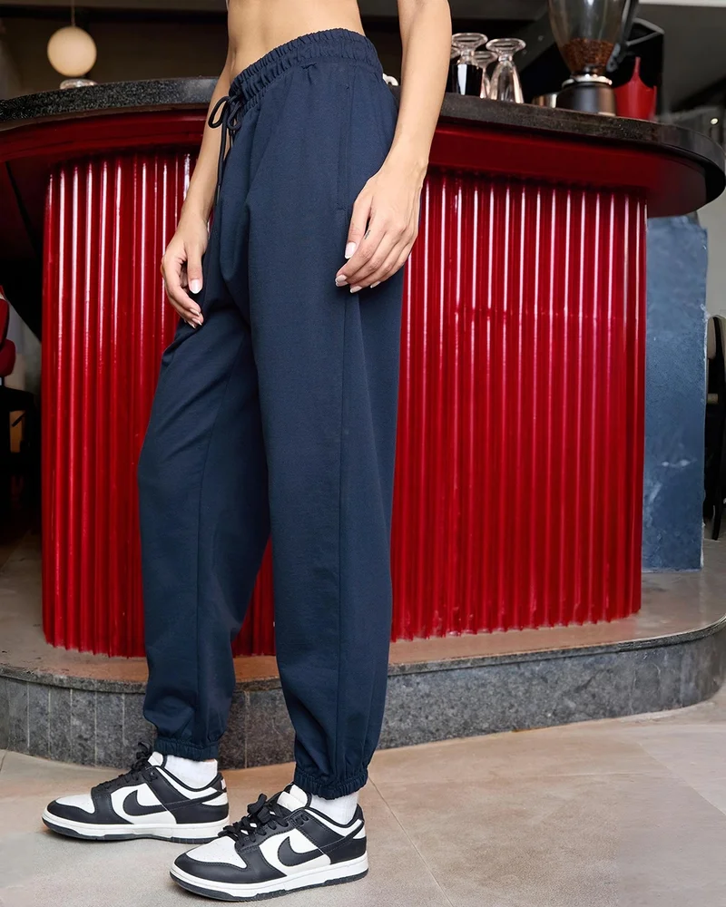bewakoof Women's Blue Super Loose Fit Joggers